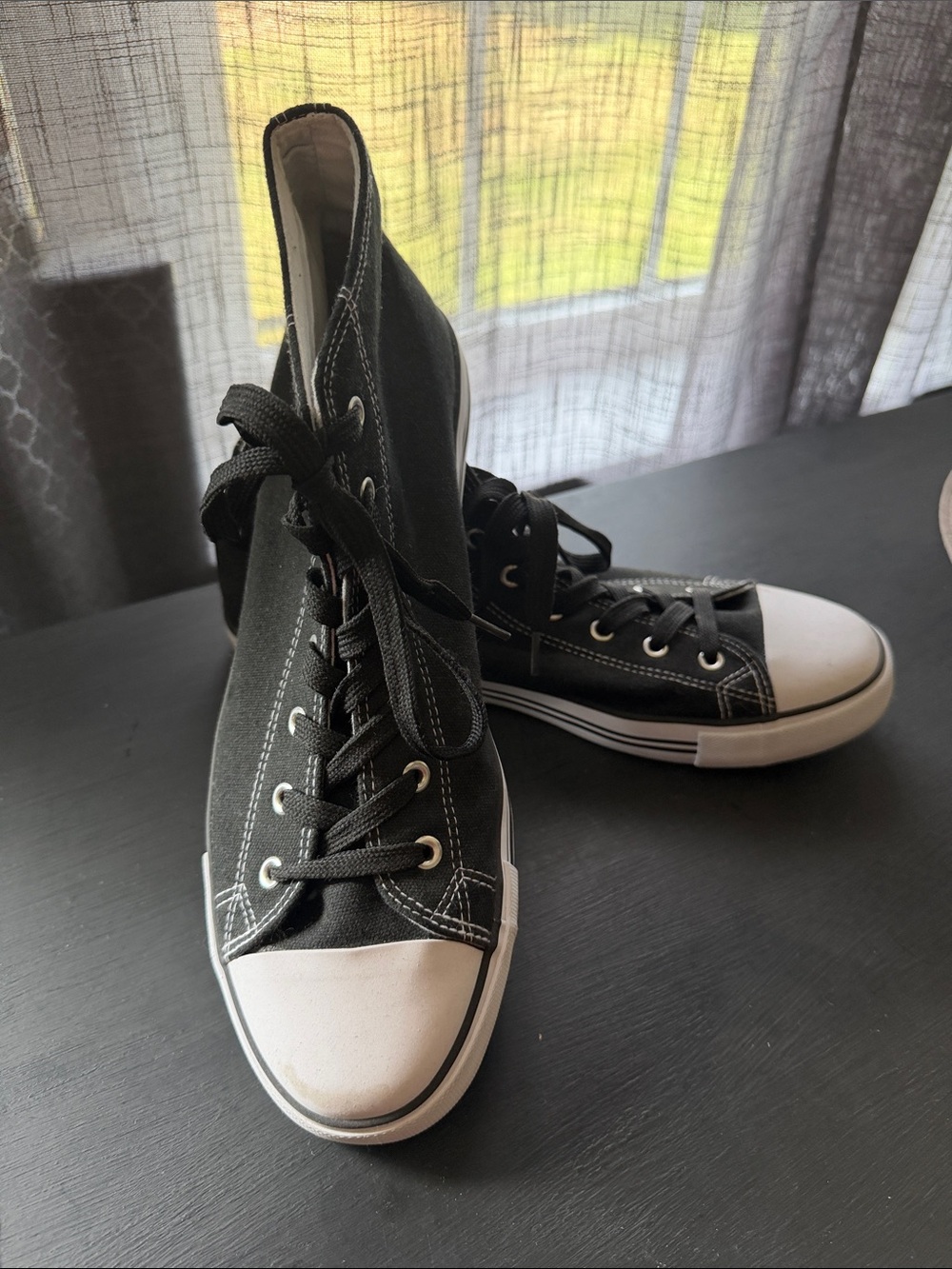 Classic High-Top Canvas Sneakers - Black